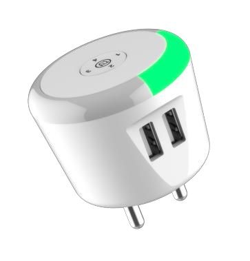 Portronics Adapto 469 POR-469, Wall Charger with Safe Time Control Auto Cut-Off, LED Indicator, Smart Plug, 3.1A Quick Charging Dual USB Port (White)